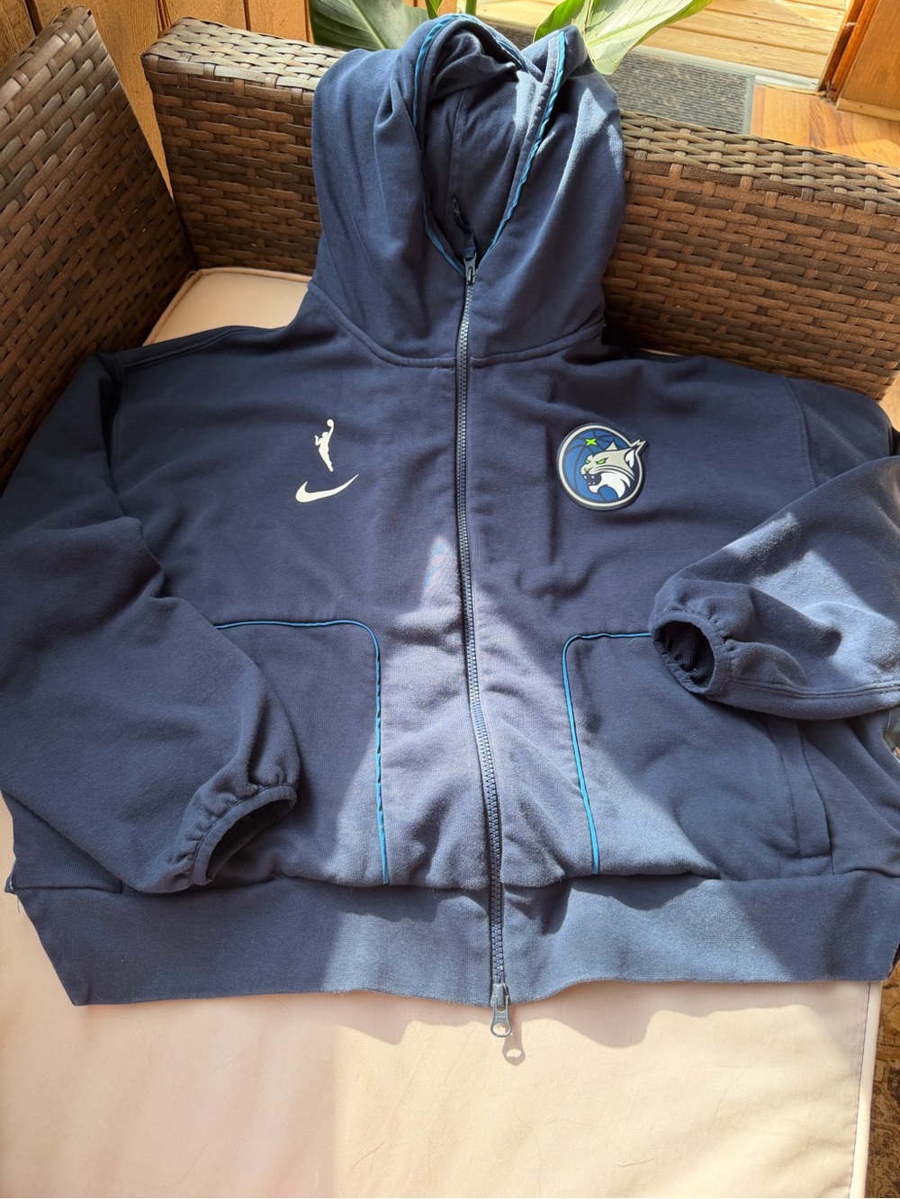 Nike Navy Hooded Zip-Up Sweatshirt with Team Crest